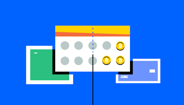 带有比特币徽标的日历，标明日期